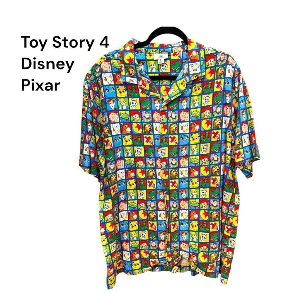 Disney Parks Toy Story 4  Pixar Men's Button Down 
Colorful Graphic Men's Shirt
